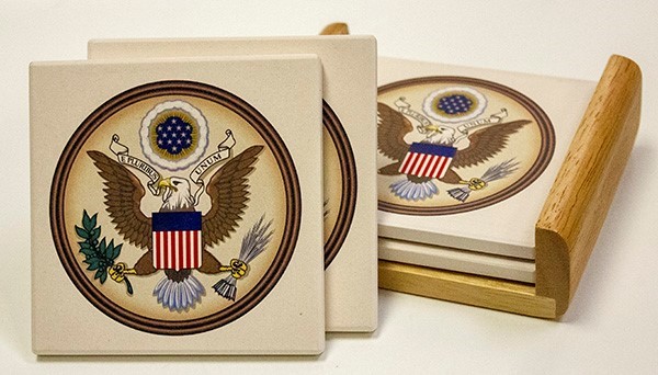 Great Seal Coasters with Tray 003018