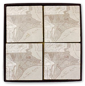 Marble Tile Map Coasters 003035