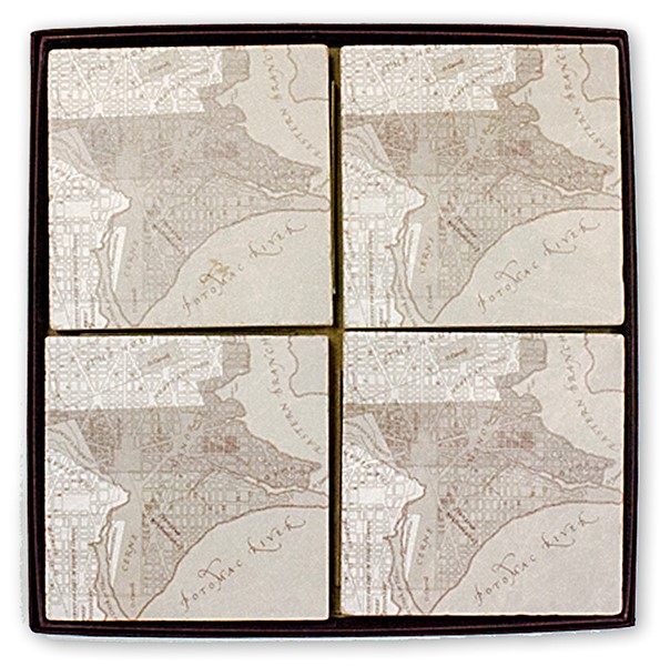 Marble Tile Map Coasters 003035